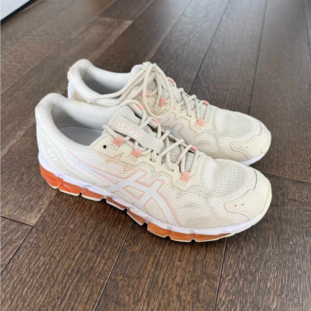 Asics Women's Light Beige Running Shoes with Peach Accents